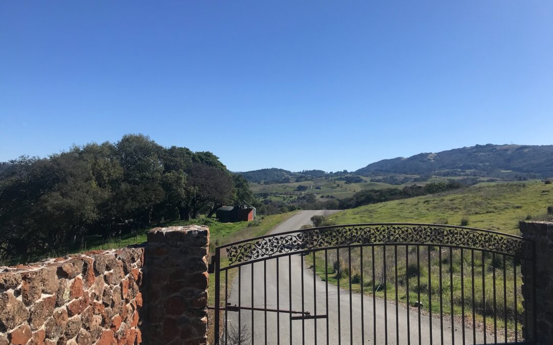 New farm gate with stone wall