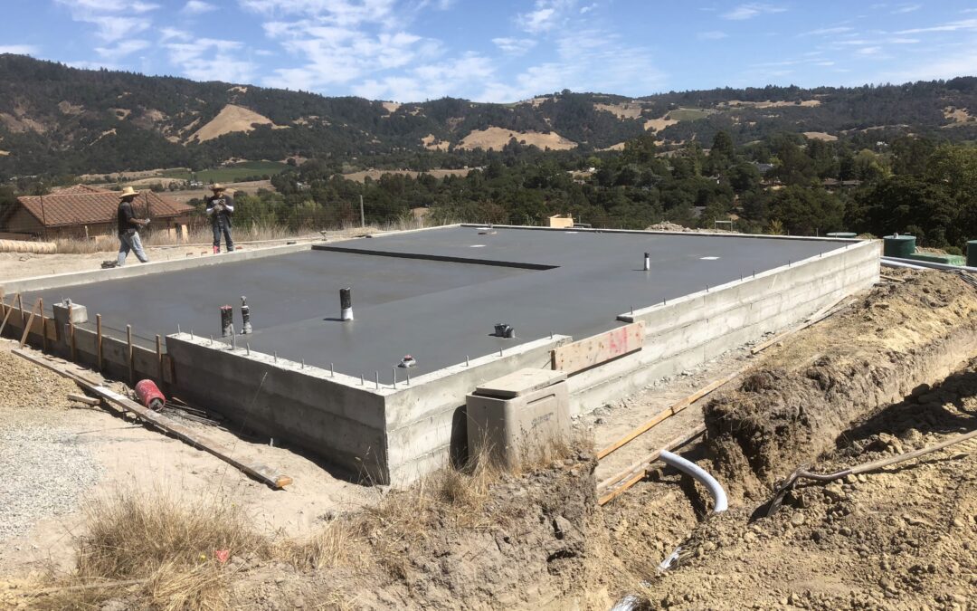 Vineyard building foundation slab